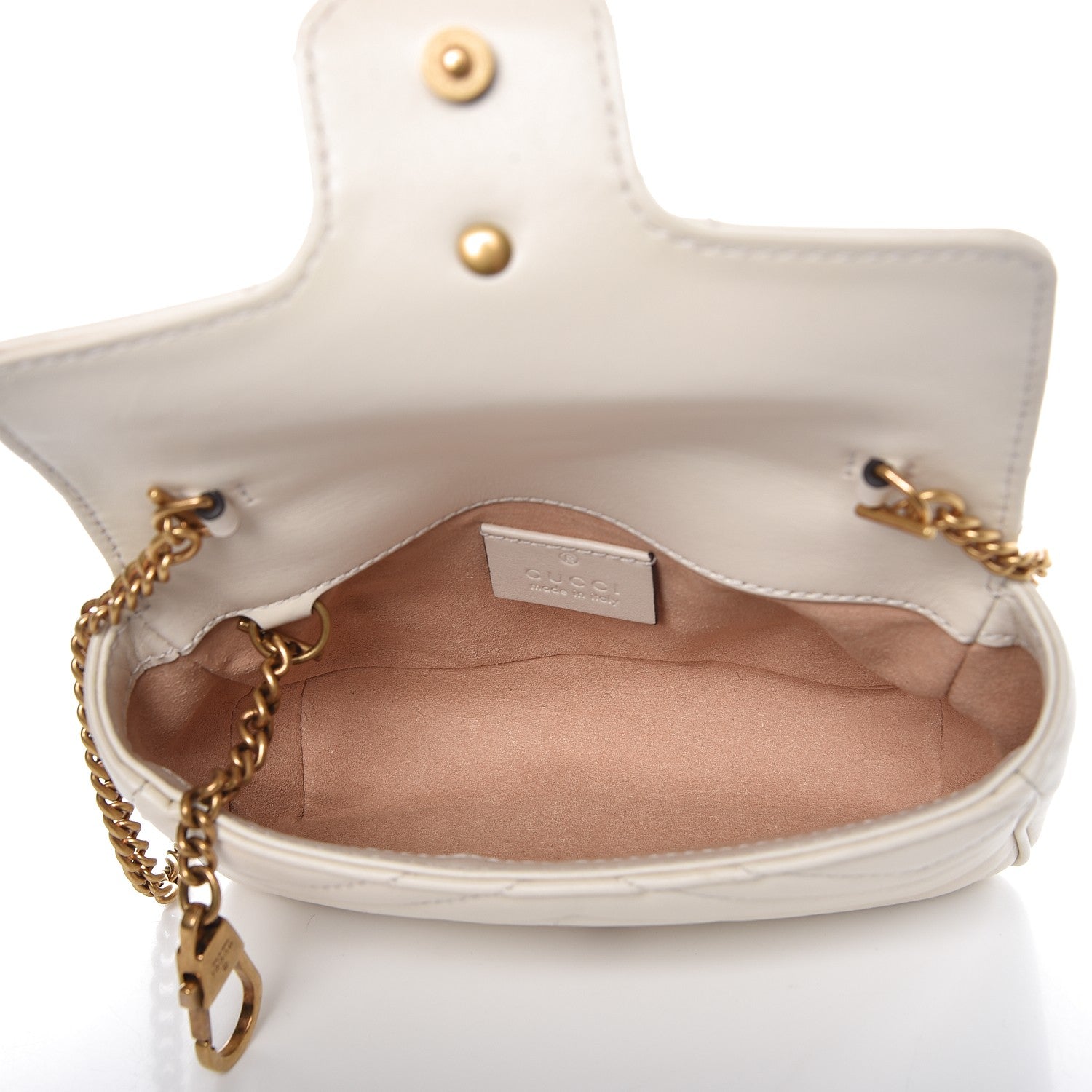 Gucci Calfskin Matelasse Super Mini GG Marmont Shoulder Bag White 12 of 15