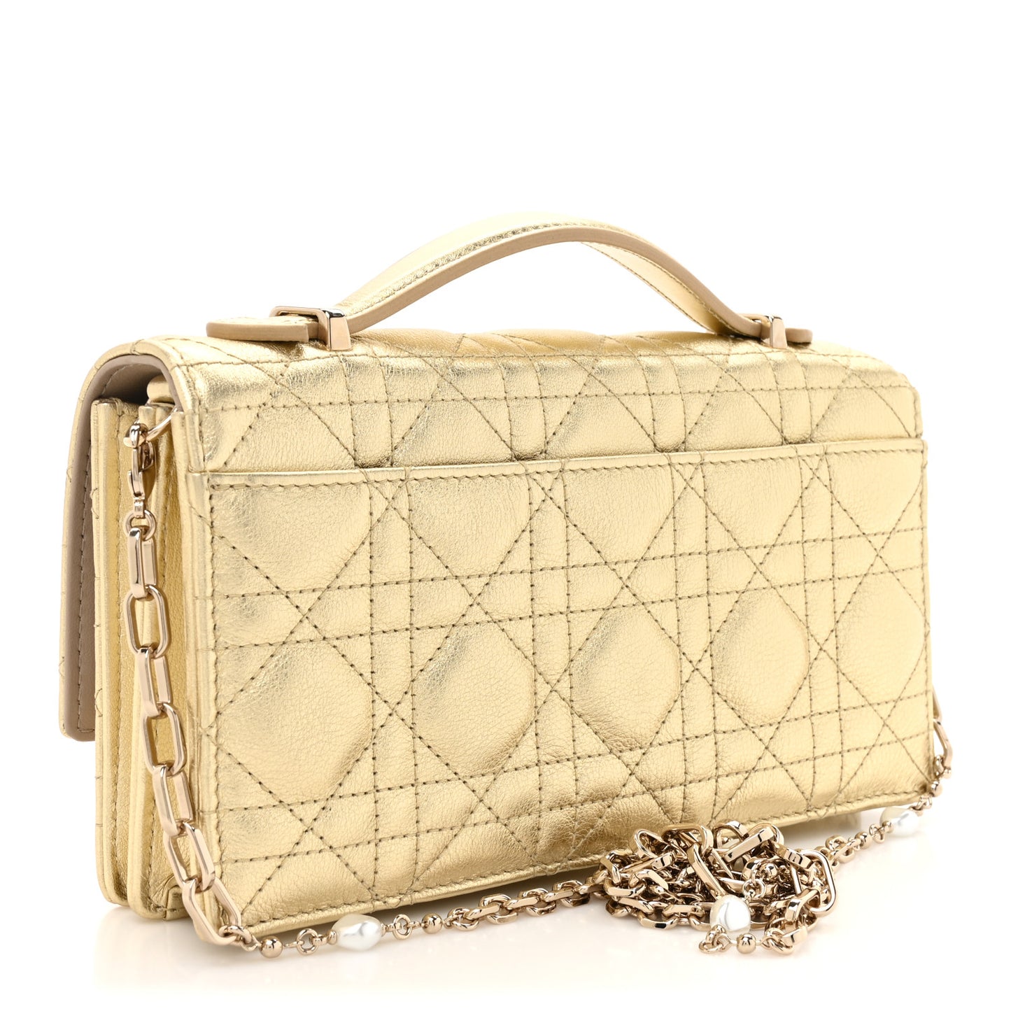 Metallic Lambskin Cannage Mini My Dior Bag Gold