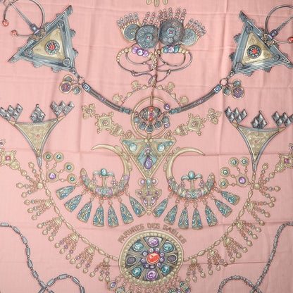 Hermes Cashmere Silk Parures Des Sables Shawl 140 Vieux Rose Beige Rose Pale 1 of 7