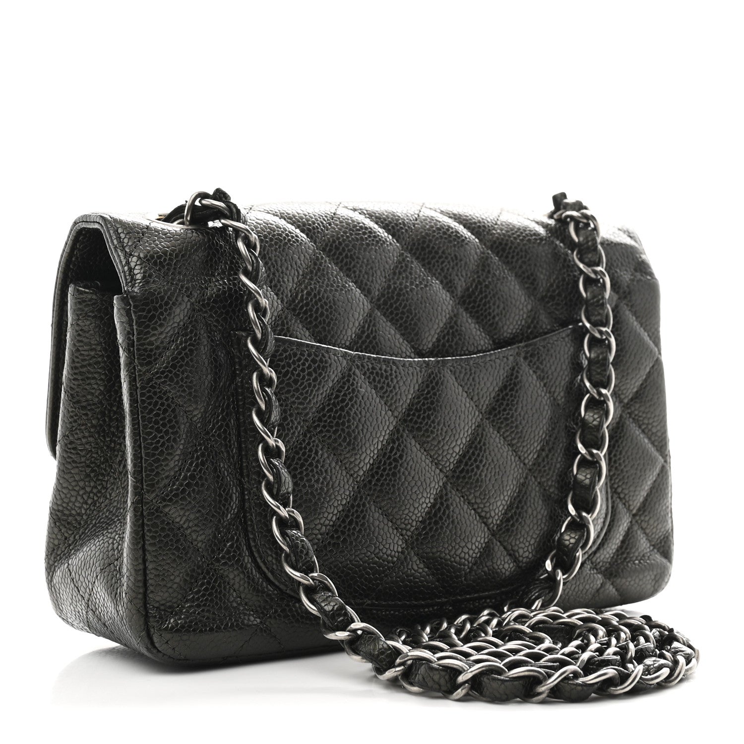 Chanel Metallic Caviar Quilted Mini Rectangular Flap Dark Grey 3 of 11