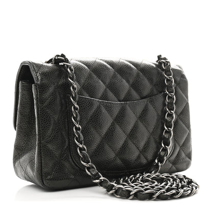 Chanel Metallic Caviar Quilted Mini Rectangular Flap Dark Grey 3 of 11