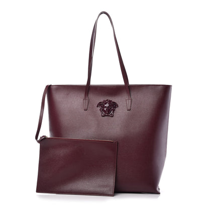 Versace Saffiano Palazzo Medusa Tote Burgundy 1 of 9