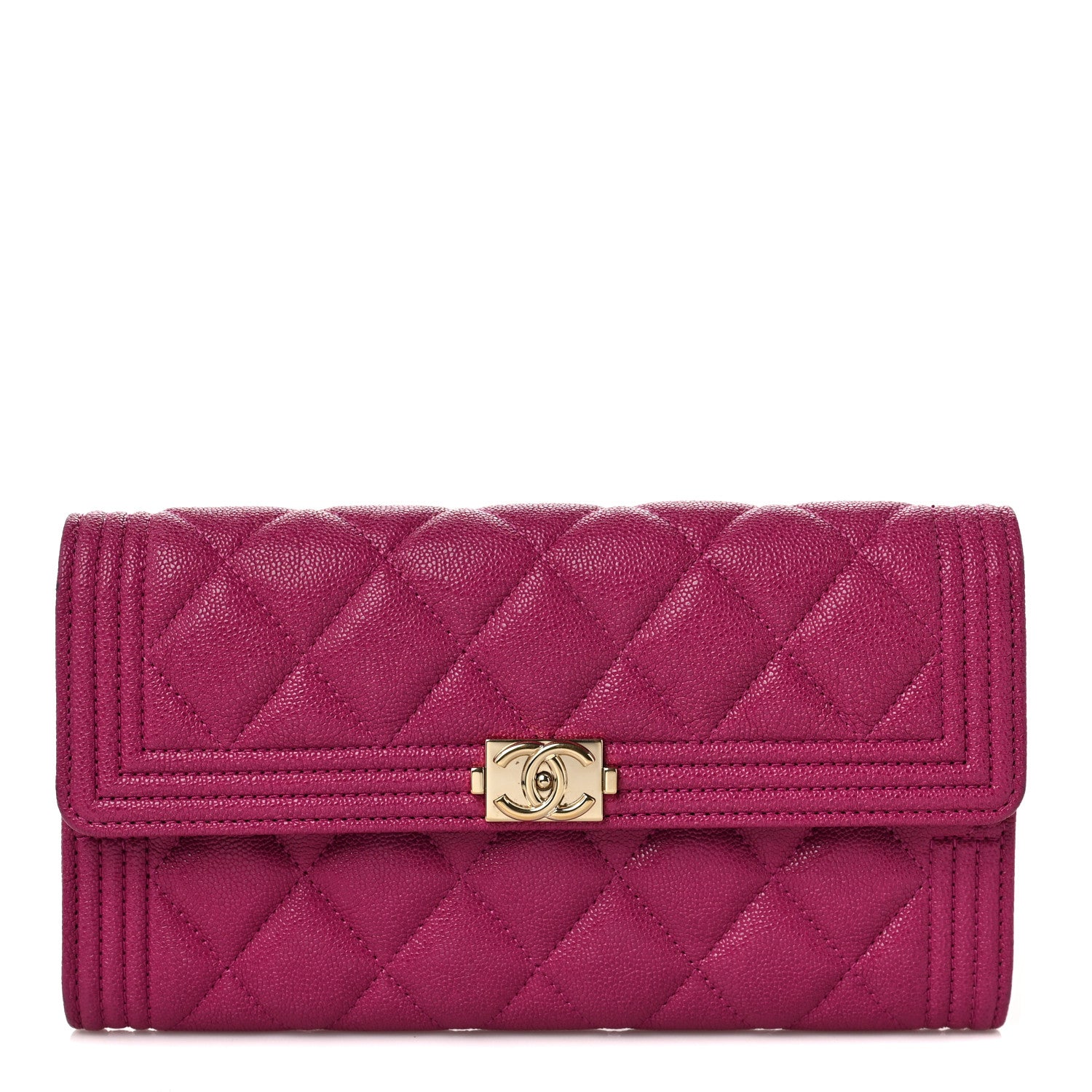 Chanel Caviar Quilted Large Boy Gusset Flap Wallet Fuchsia 1 of 9