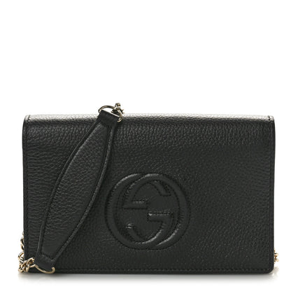 Gucci Pebbled Calfskin Soho Wallet On Chain Black 1 of 9
