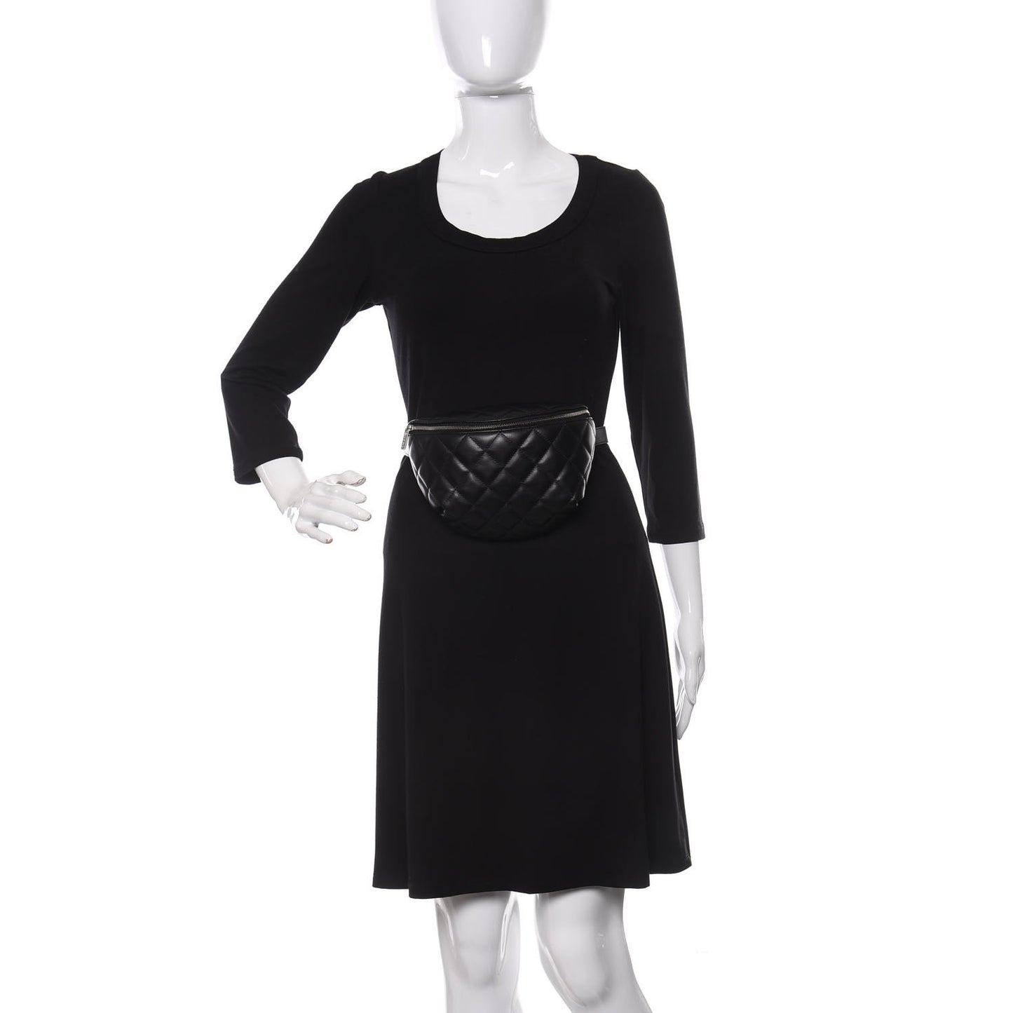 Lambskin Quilted Waist Belt Bag Black