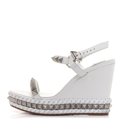 Christian Louboutin Nappa Pyraclou 110 Wedge Sandals 38 White 1 of 16