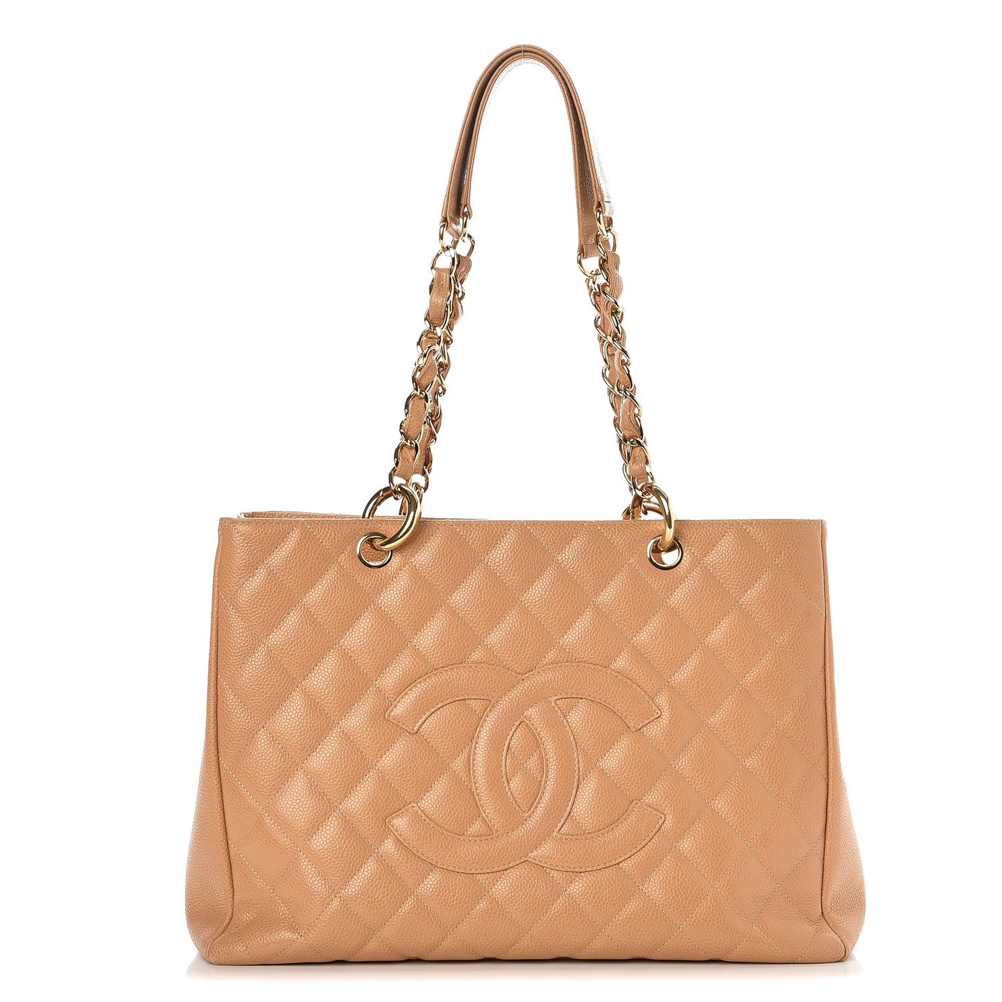 Caviar Quilted Grand Shopping Tote GST Beige