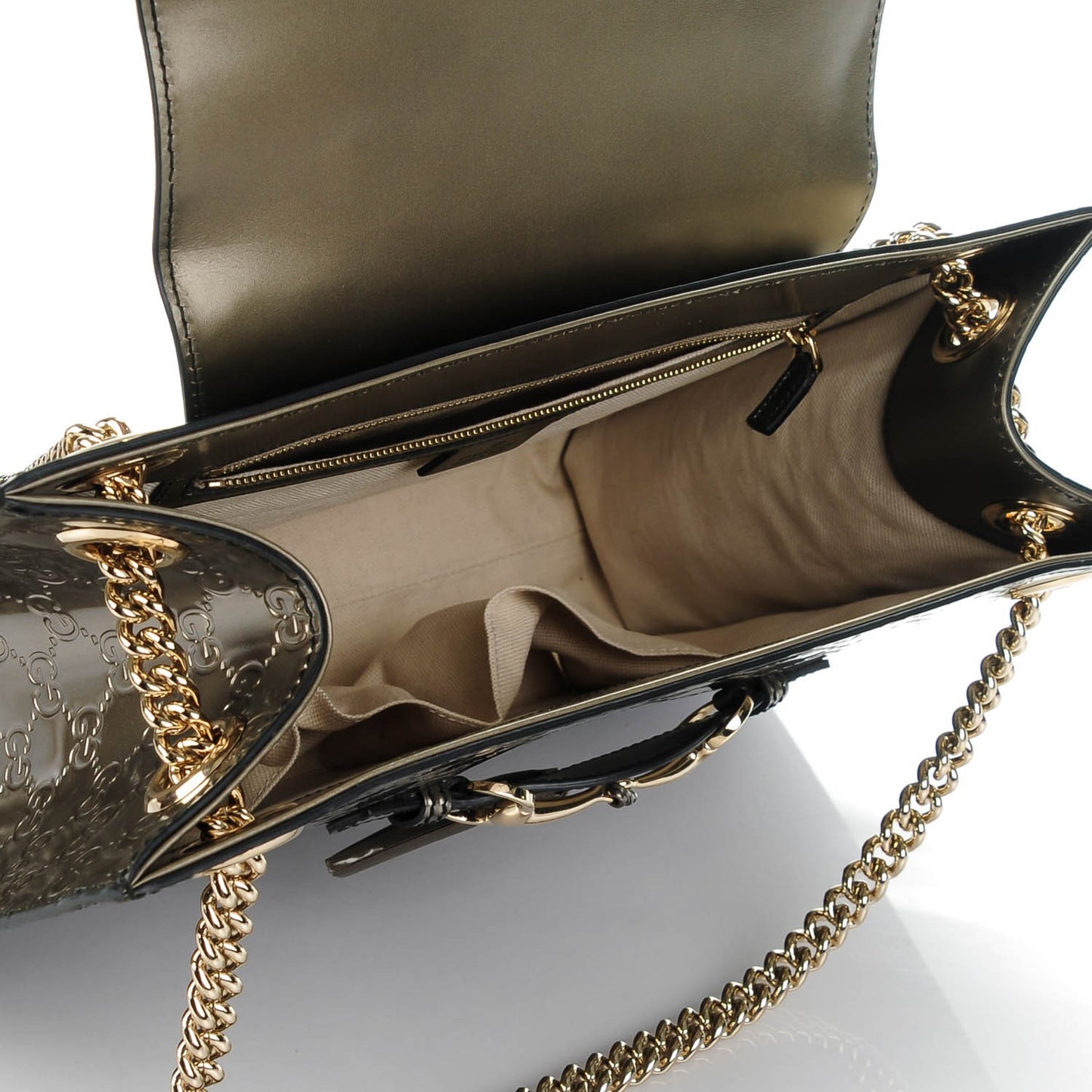 Shine Guccissima Large Emily Chain Shoulder Bag Sasso