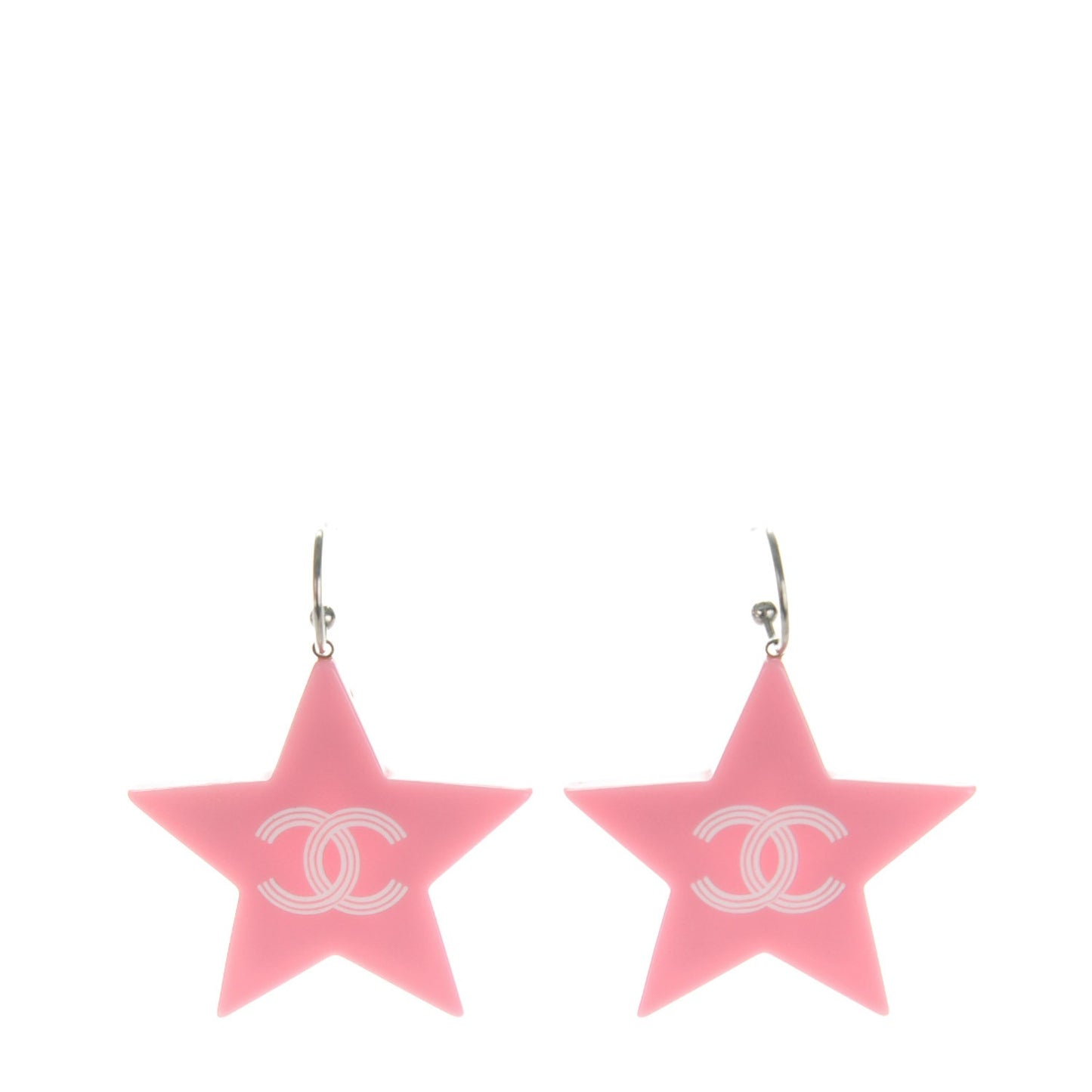 Resin CC Star Drop Earrings Pink Green