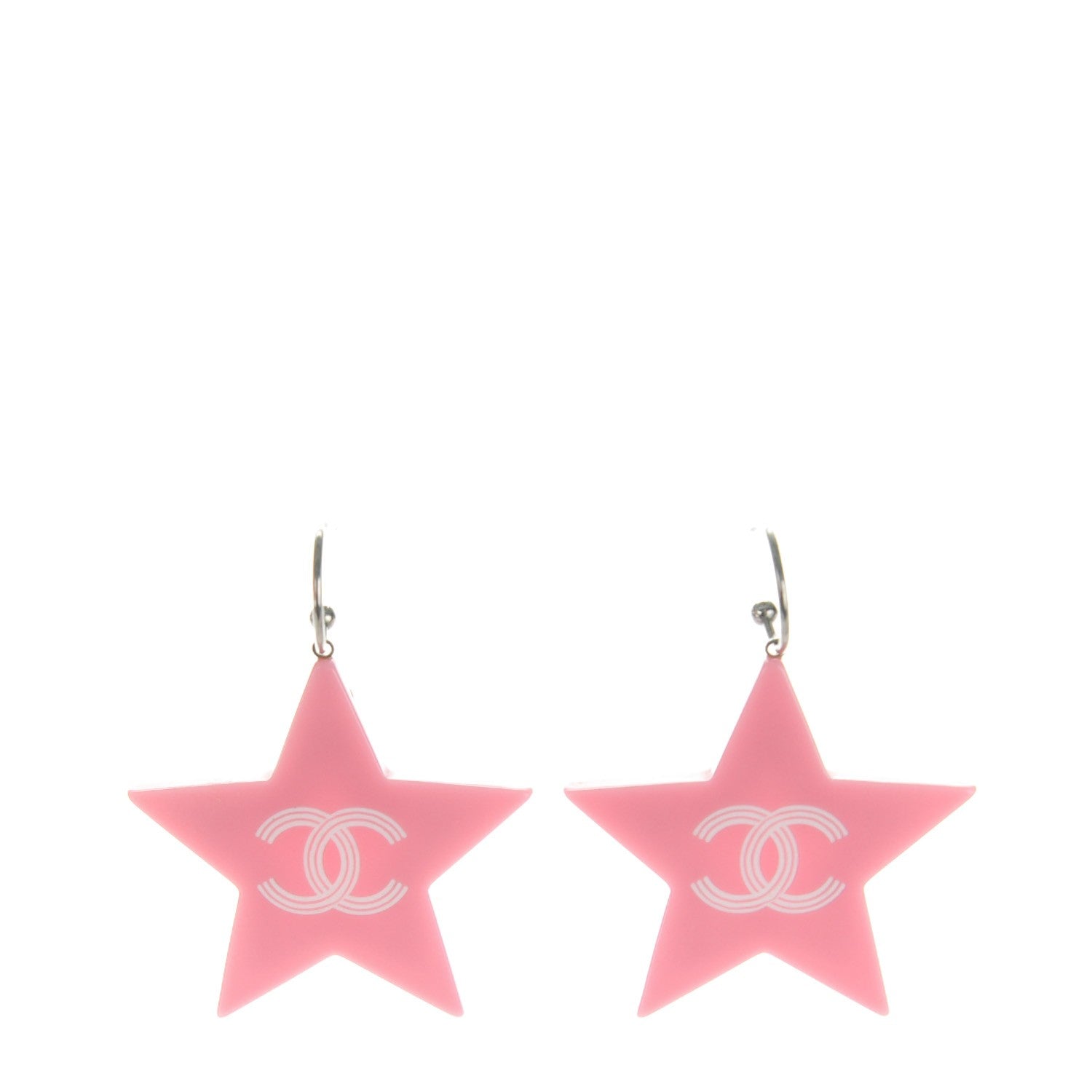 Chanel Resin CC Star Drop Earrings Pink Green 1 of 3