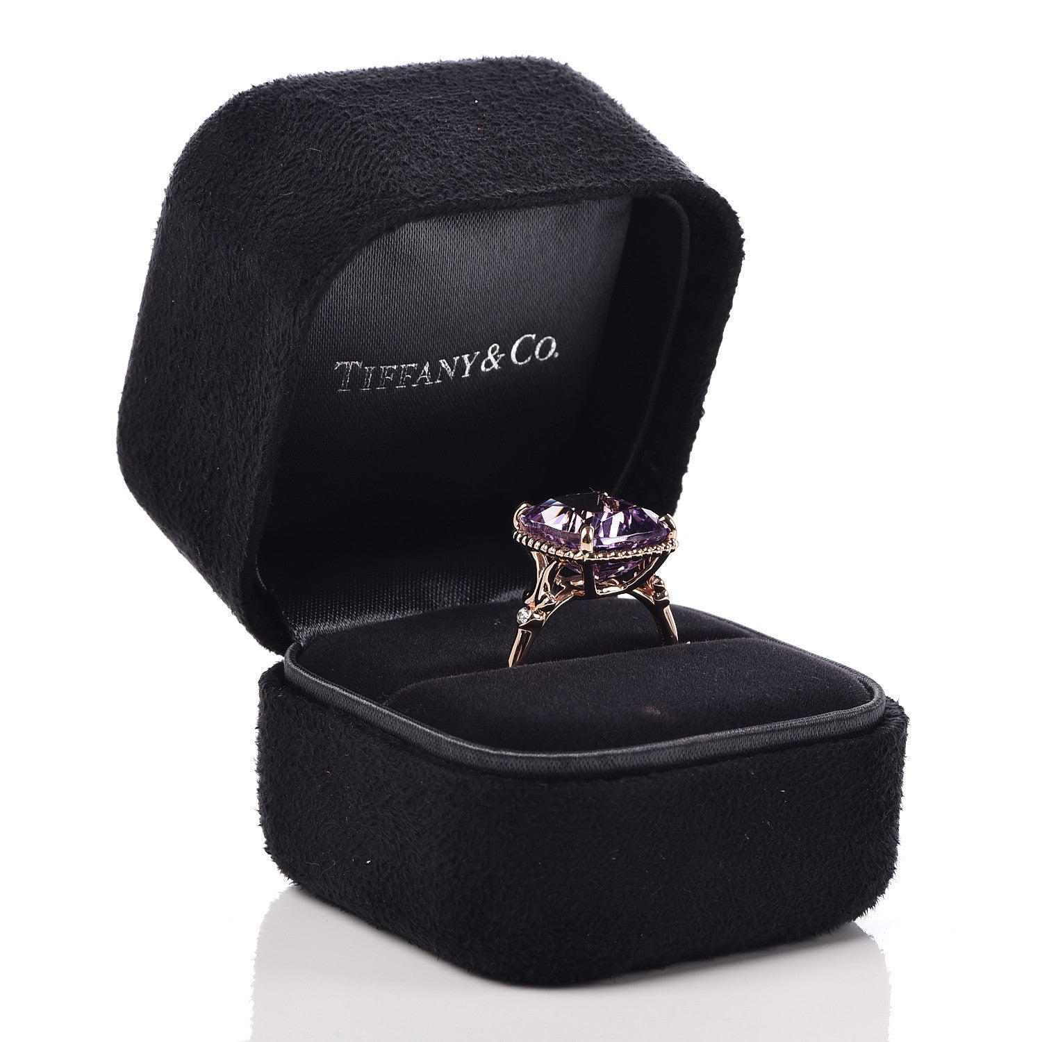Tiffany 18K Rose Gold Amethyst Diamond Sparklers Cocktail Ring 51 5.75 6 of 6