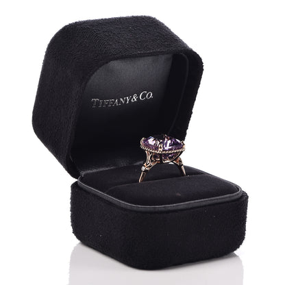 Tiffany 18K Rose Gold Amethyst Diamond Sparklers Cocktail Ring 51 5.75 6 of 6