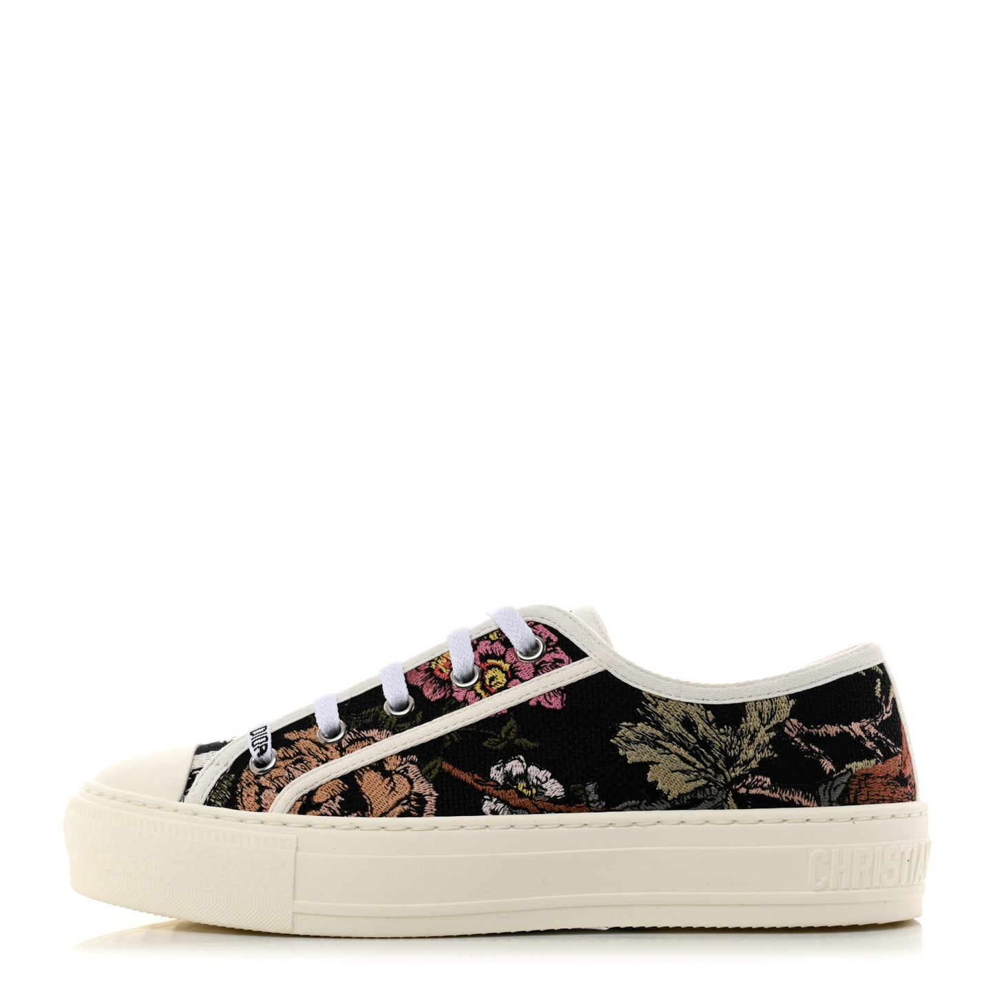Canvas Jardin Botanique Embroidered Womens Walk'N'Dior Low Top Sneakers 36.5 Black Multicolor