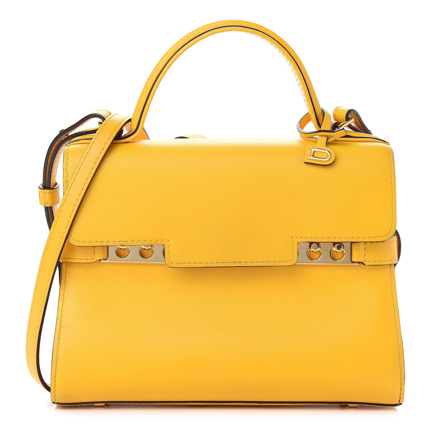 Delvaux Smooth Calfskin Mini Tempete Satchel Yellow 1 of 10