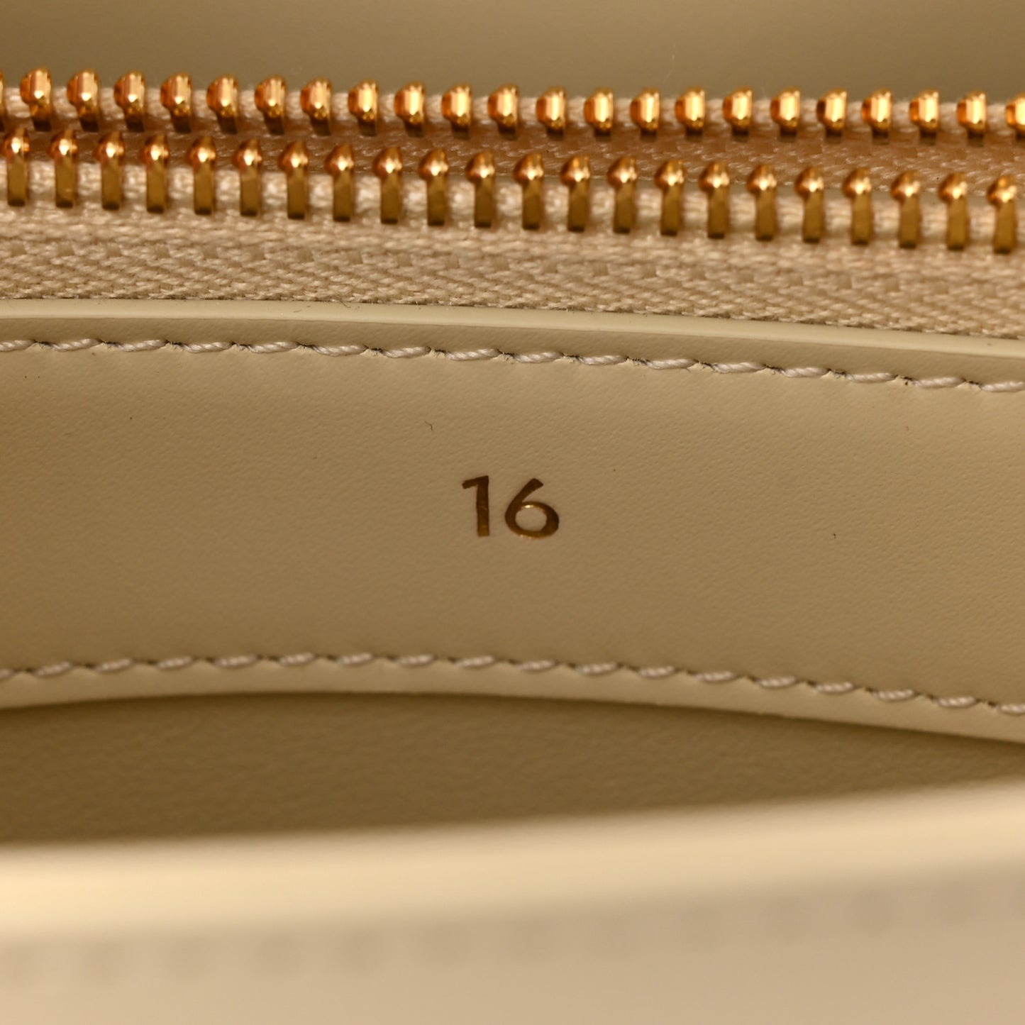 Satinated Calfskin Small 16 Top Handle Bag Beige