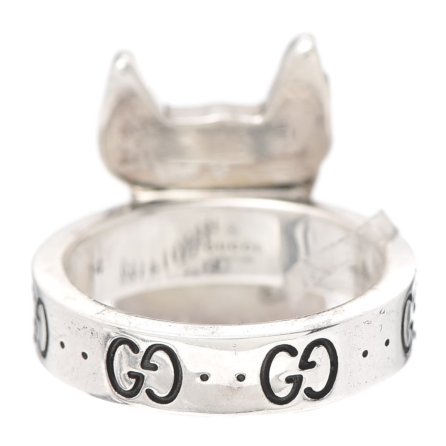 Gucci Sterling Silver Enamel Orso Ring 54 6.75 3 of 7