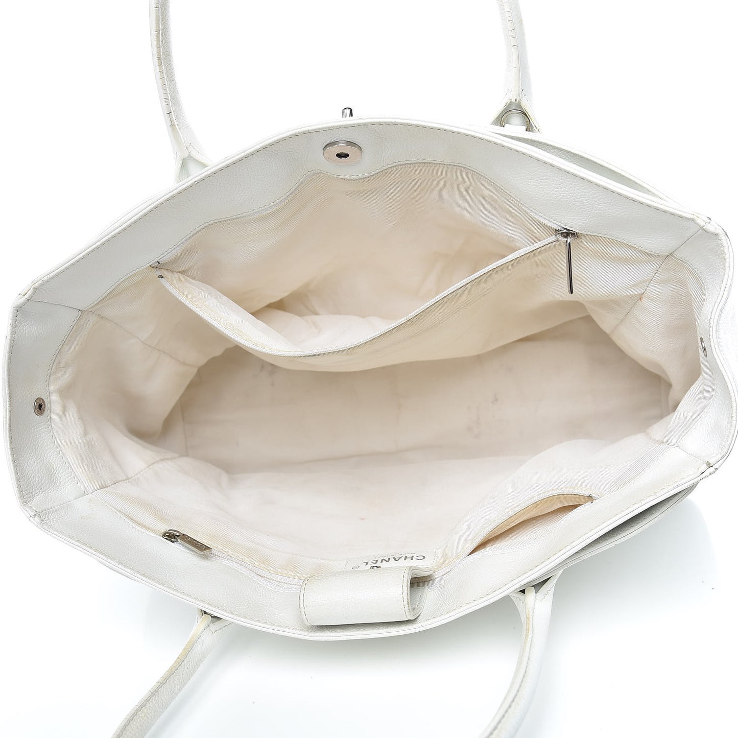 Calfskin Cerf Executive Shopper Tote White