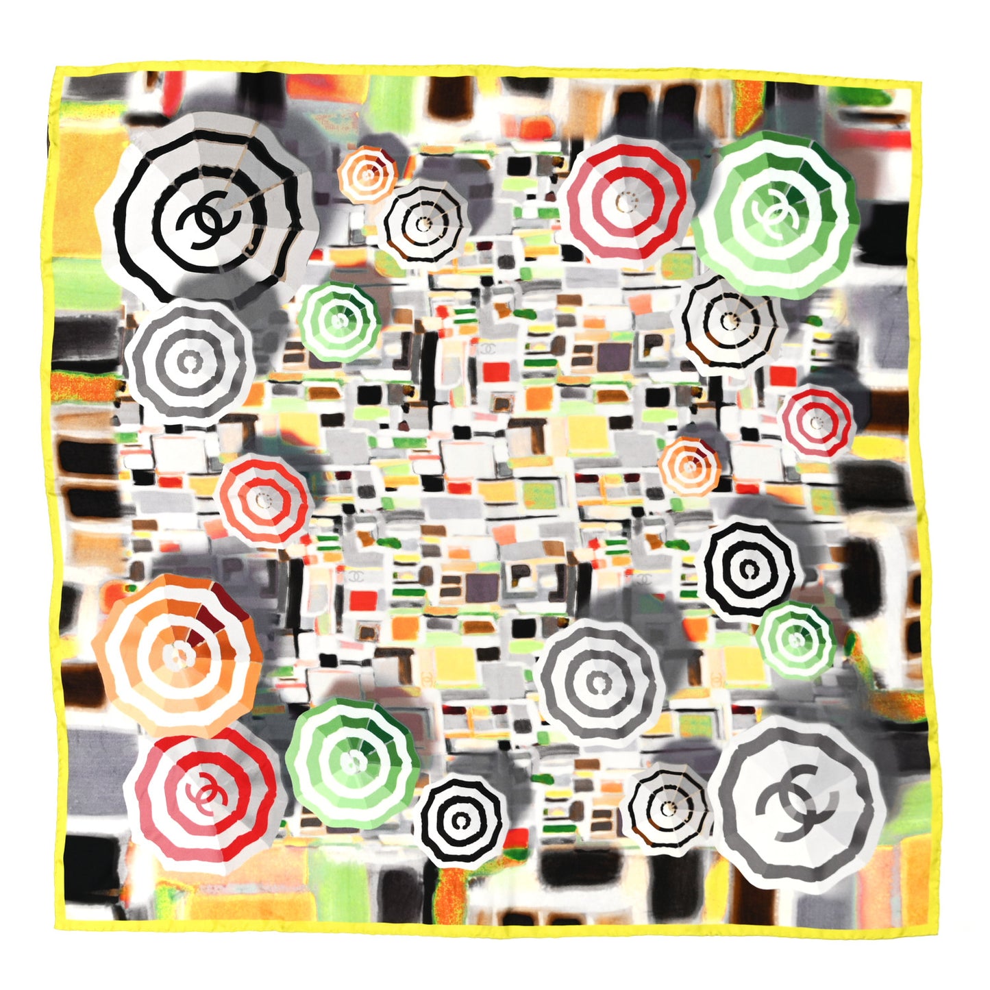 Silk CC Logo Square Scarf Yellow Multicolor