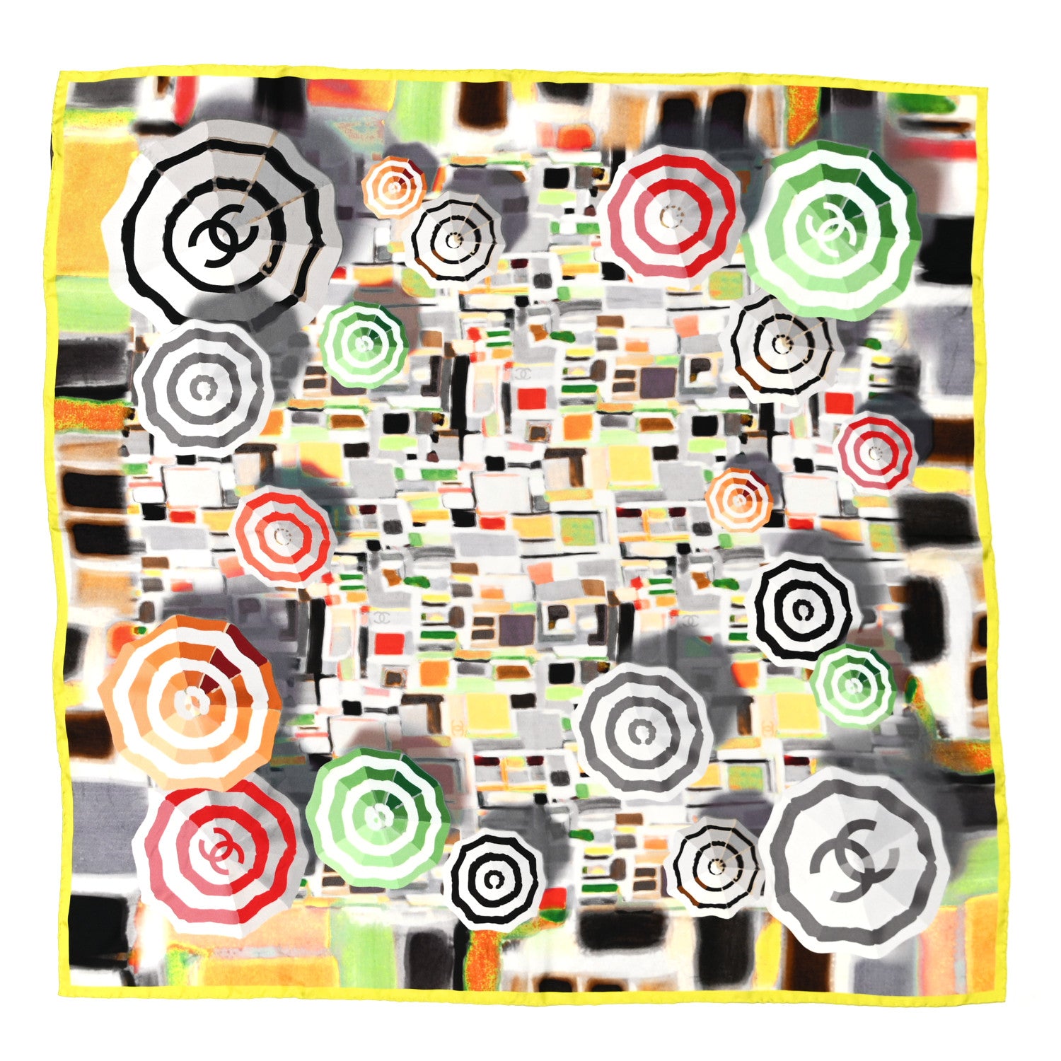 Chanel Silk CC Logo Square Scarf Yellow Multicolor 1 of 3