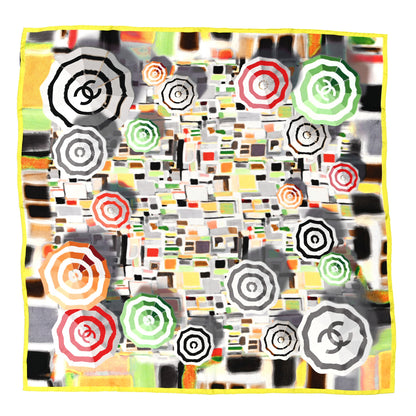 Chanel Silk CC Logo Square Scarf Yellow Multicolor 1 of 3