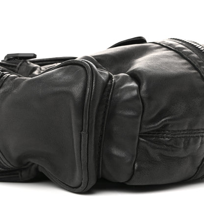 Alexander Wang Lambskin Marti Backpack Bag Washed Black Iridescent Hardware 8 of 13