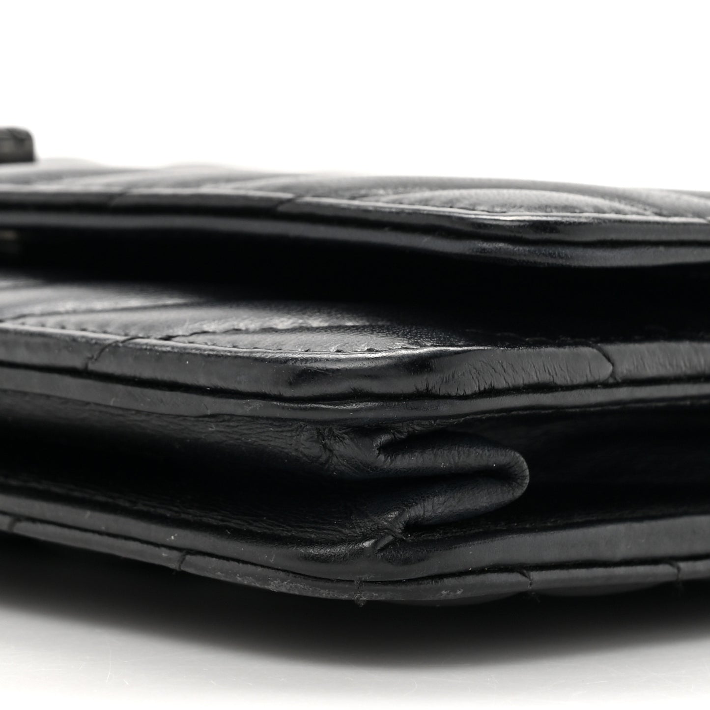 Aged Calfskin Chevron Quilted Reissue Wallet On Chain WOC So Black