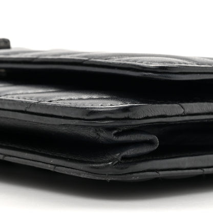 Chanel Aged Calfskin Chevron Quilted Reissue Wallet On Chain WOC So Black 10 of 17