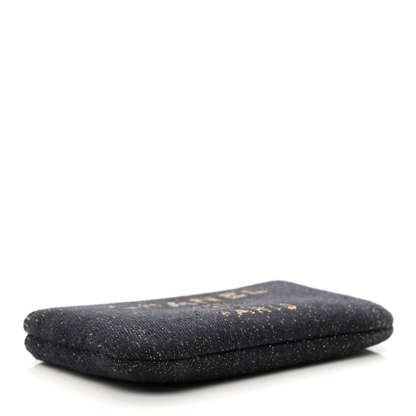 Lurex Canvas Deauville Cosmetic Pouch Navy Blue Gold