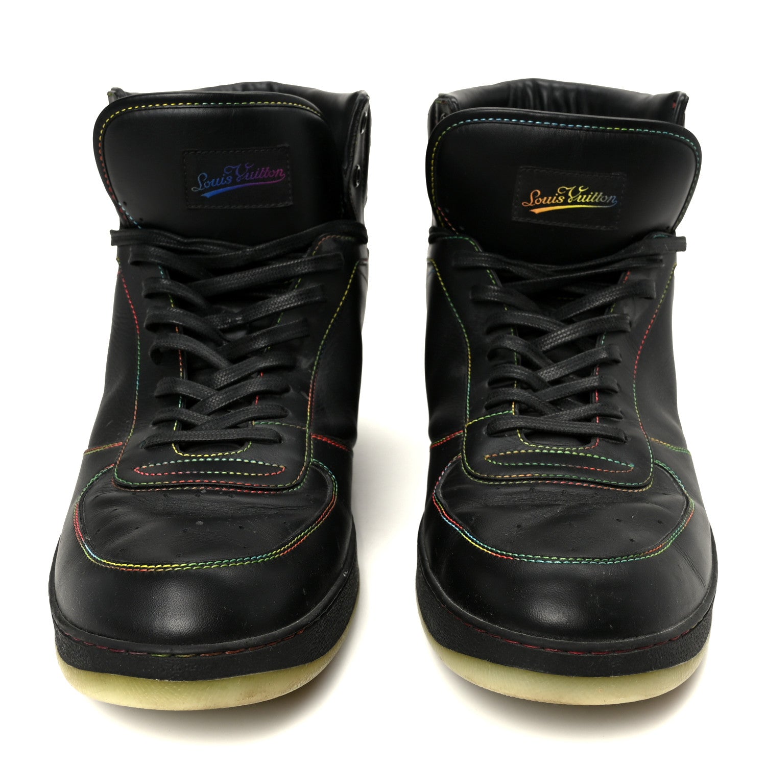 Louis Vuitton Calfskin Rivoli High Top Sneakers 12 Black Multicolor 3 of 9