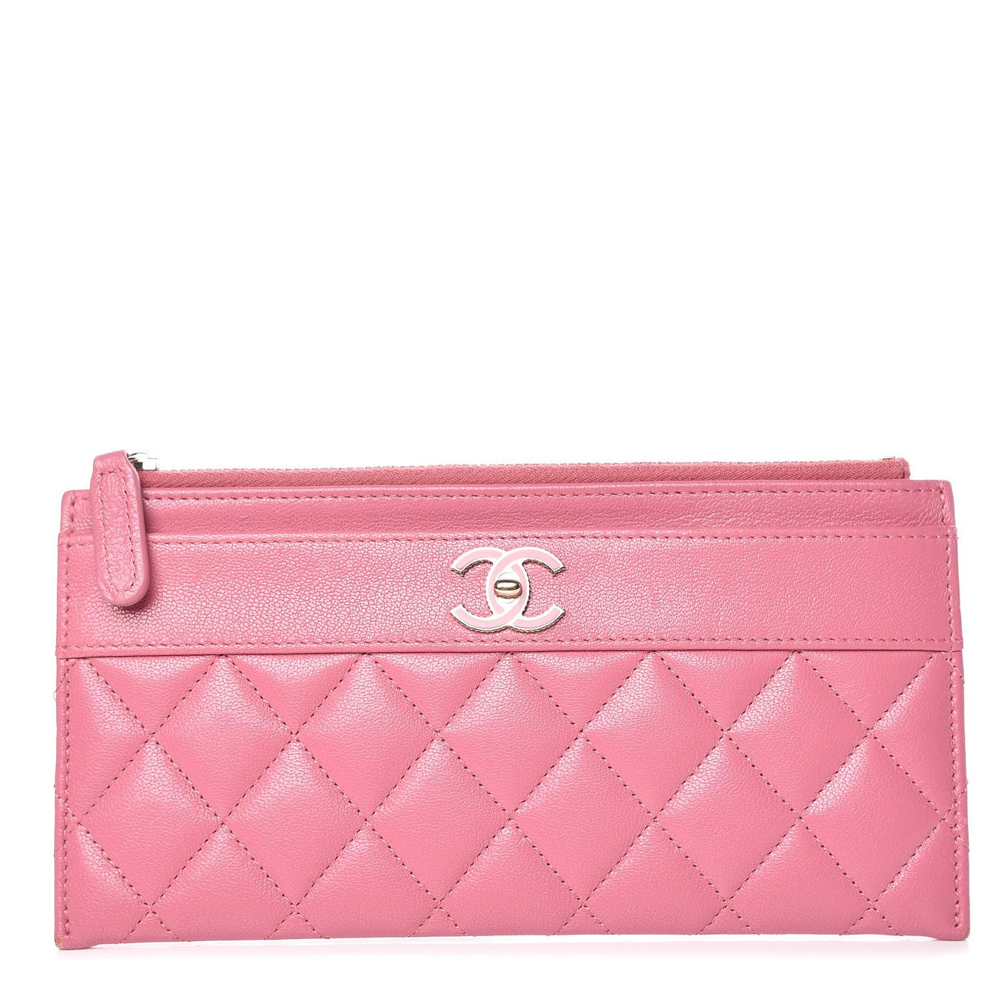 Sheepskin Quilted Mademoiselle Vintage Zip Pouch Pink