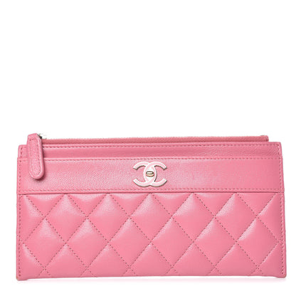 Chanel Sheepskin Quilted Mademoiselle Vintage Zip Pouch Pink 1 of 9