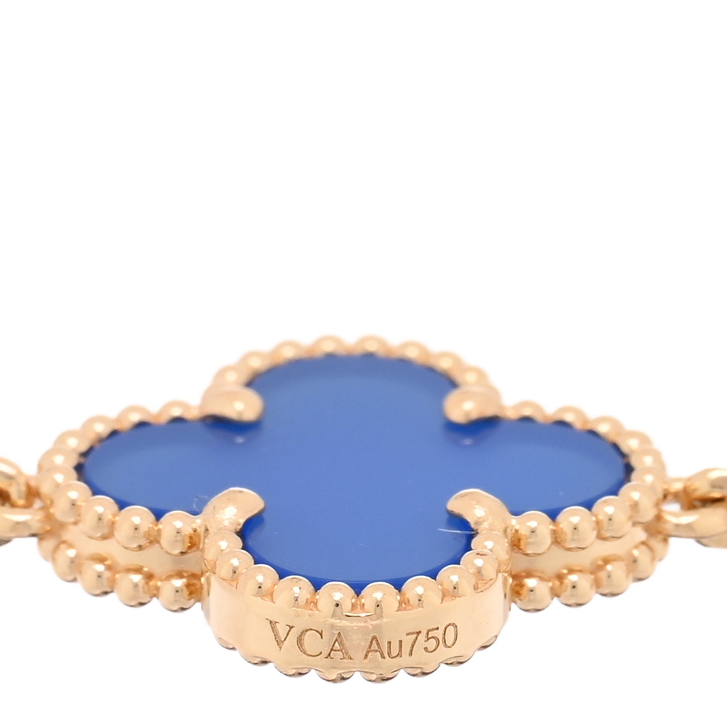 18K Yellow Gold Blue Agate 5 Motifs Vintage Alhambra Bracelet