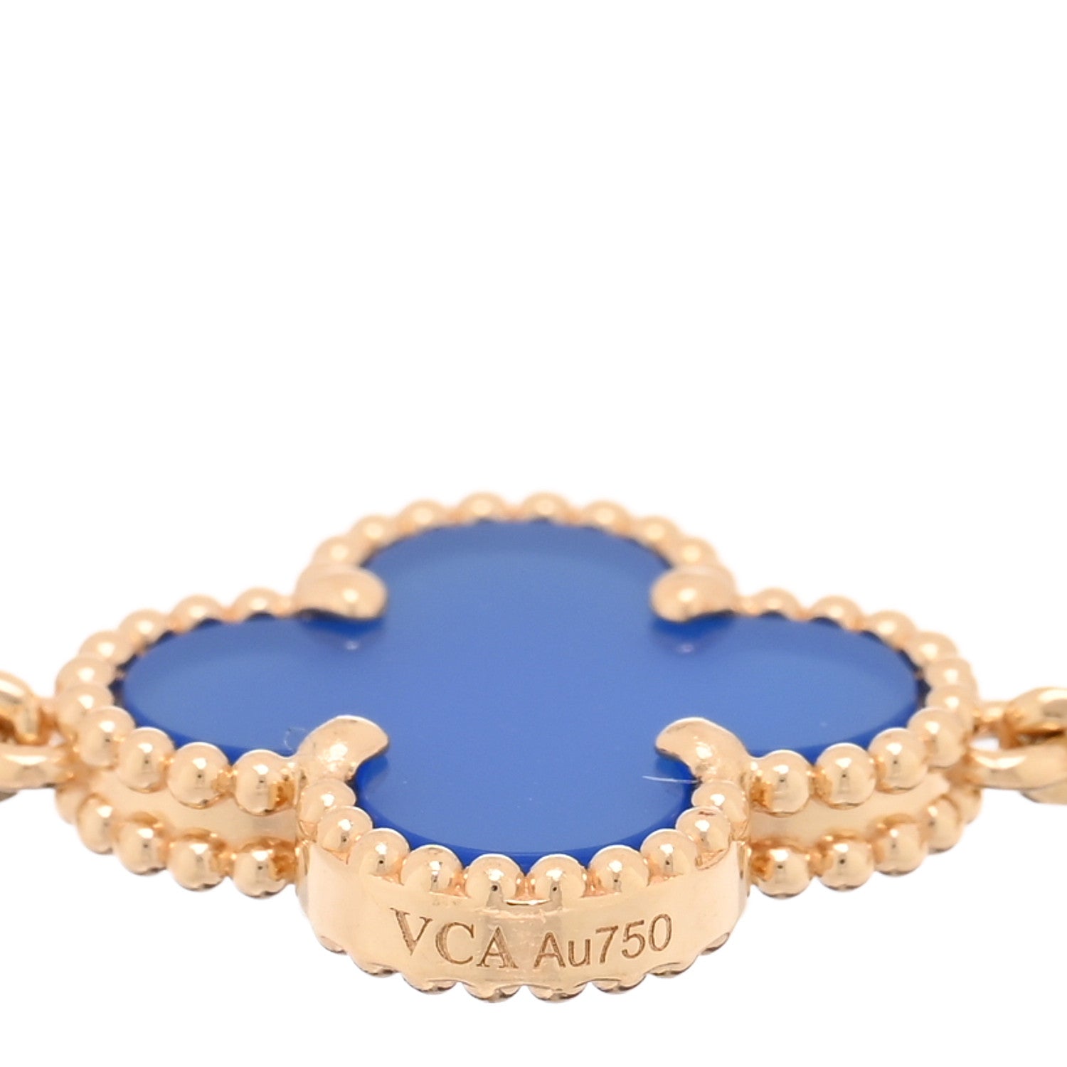 Van Cleef & Arpels 18K Yellow Gold Blue Agate 5 Motifs Vintage Alhambra Bracelet 3 of 4