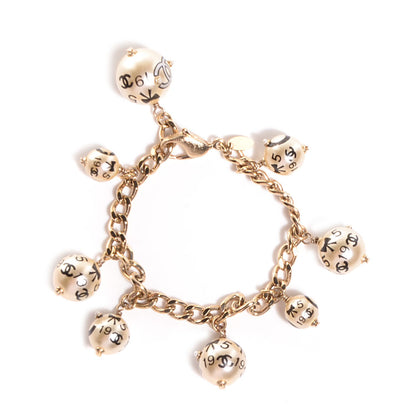 Chanel Pearl CC Bracelet Ivory Black Gold 1 of 4
