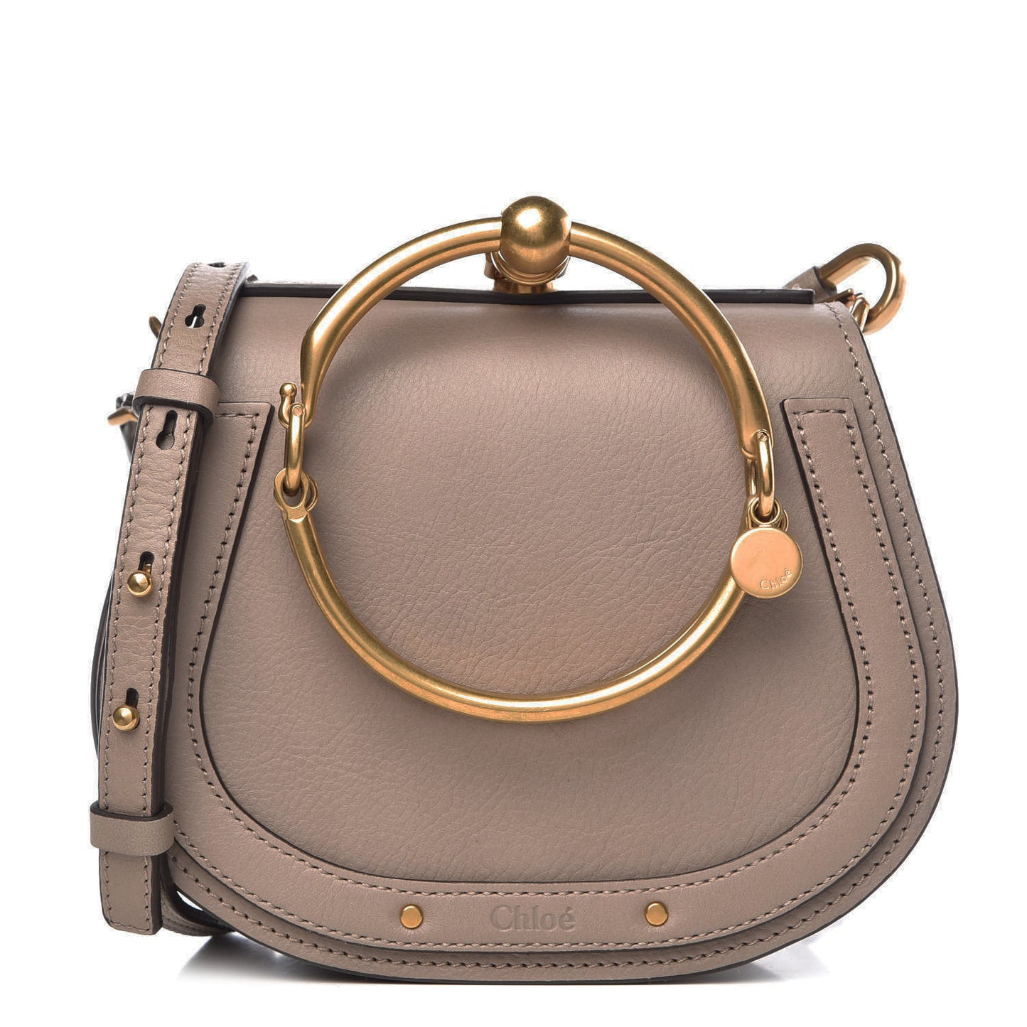 Calfskin Suede Small Nile Bracelet Bag Motty Grey