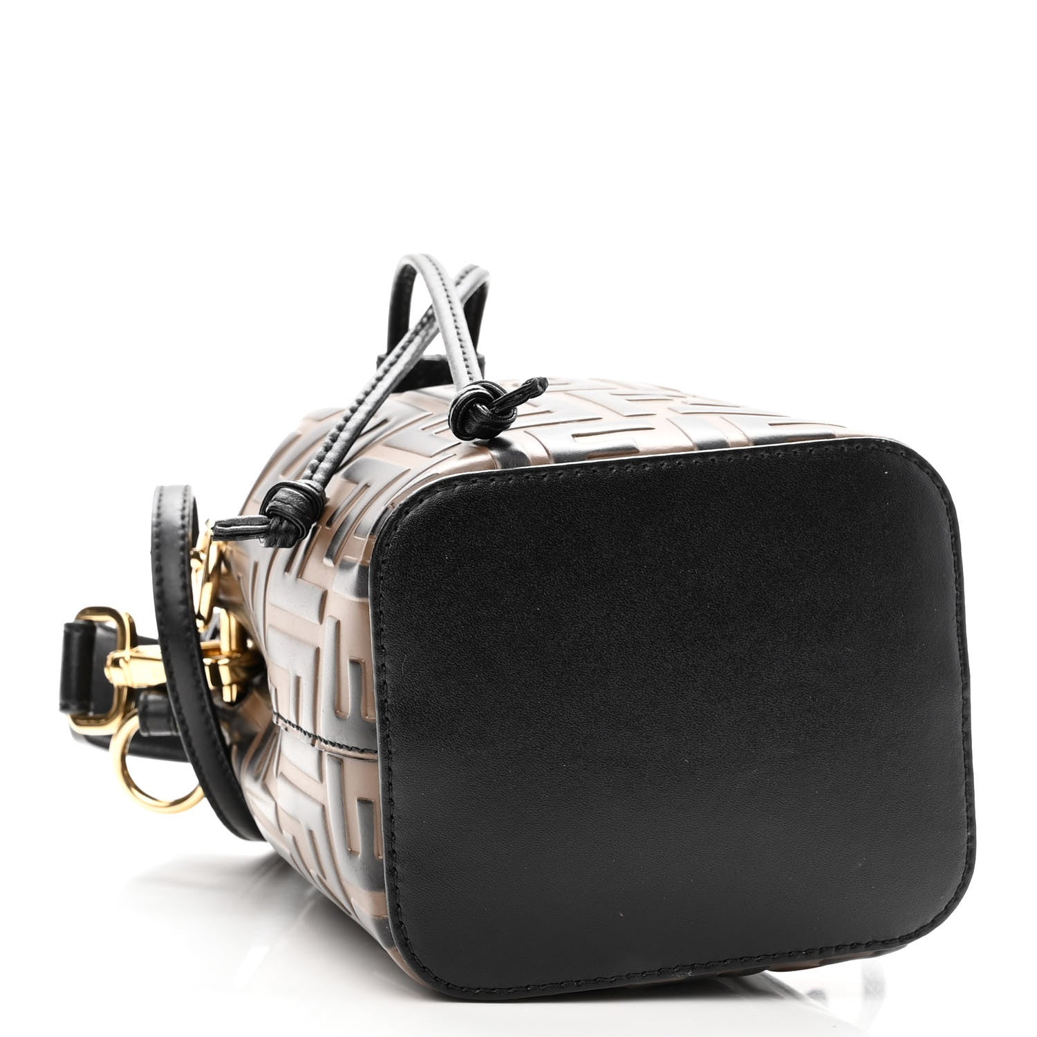 Fendi Vitello Liberty F is Fendi Bi-Color FF 1974 Embossed Mini Mon Tresor Bucket Bag Maya Black 4 of 10