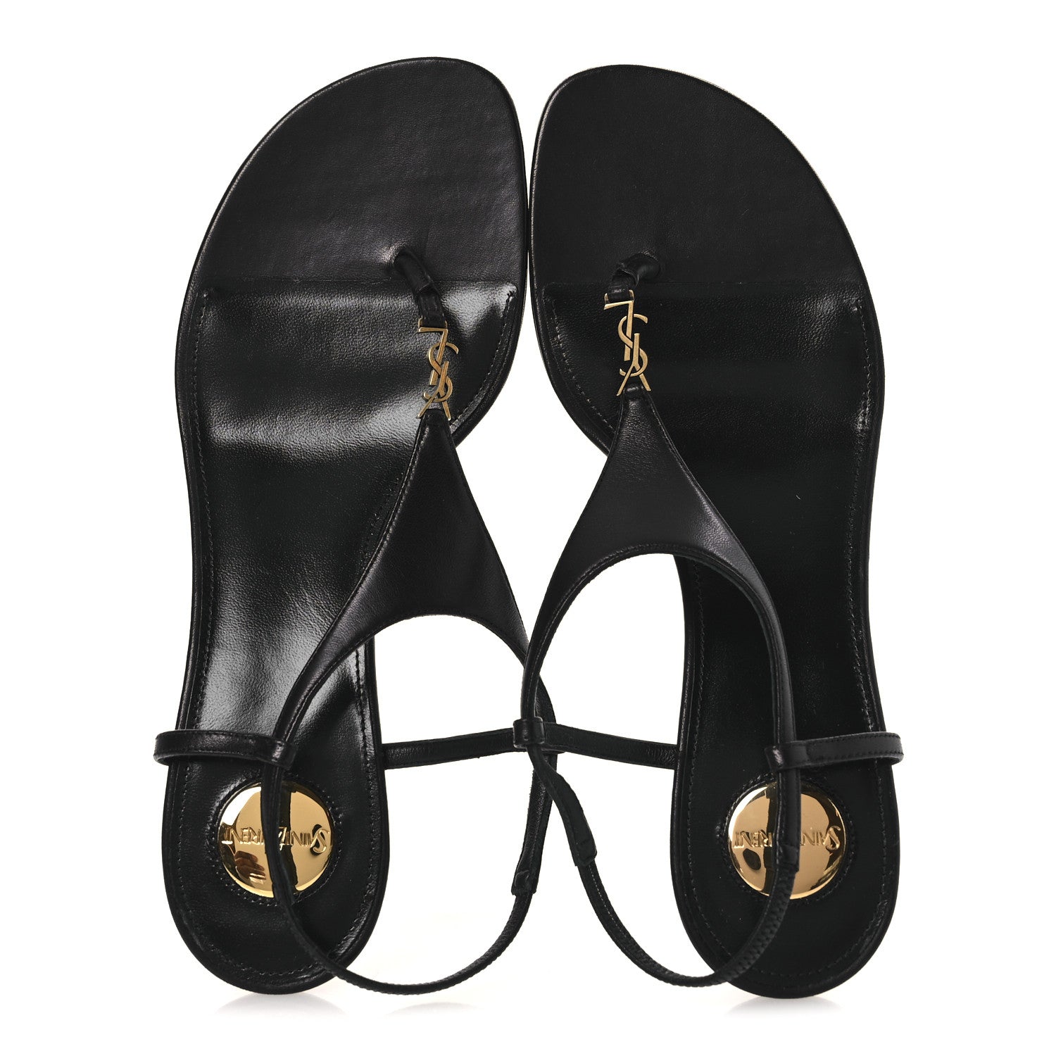 Saint Laurent Smooth Calfskin Cassandra Monogram Sandals 38 Black 4 of 22