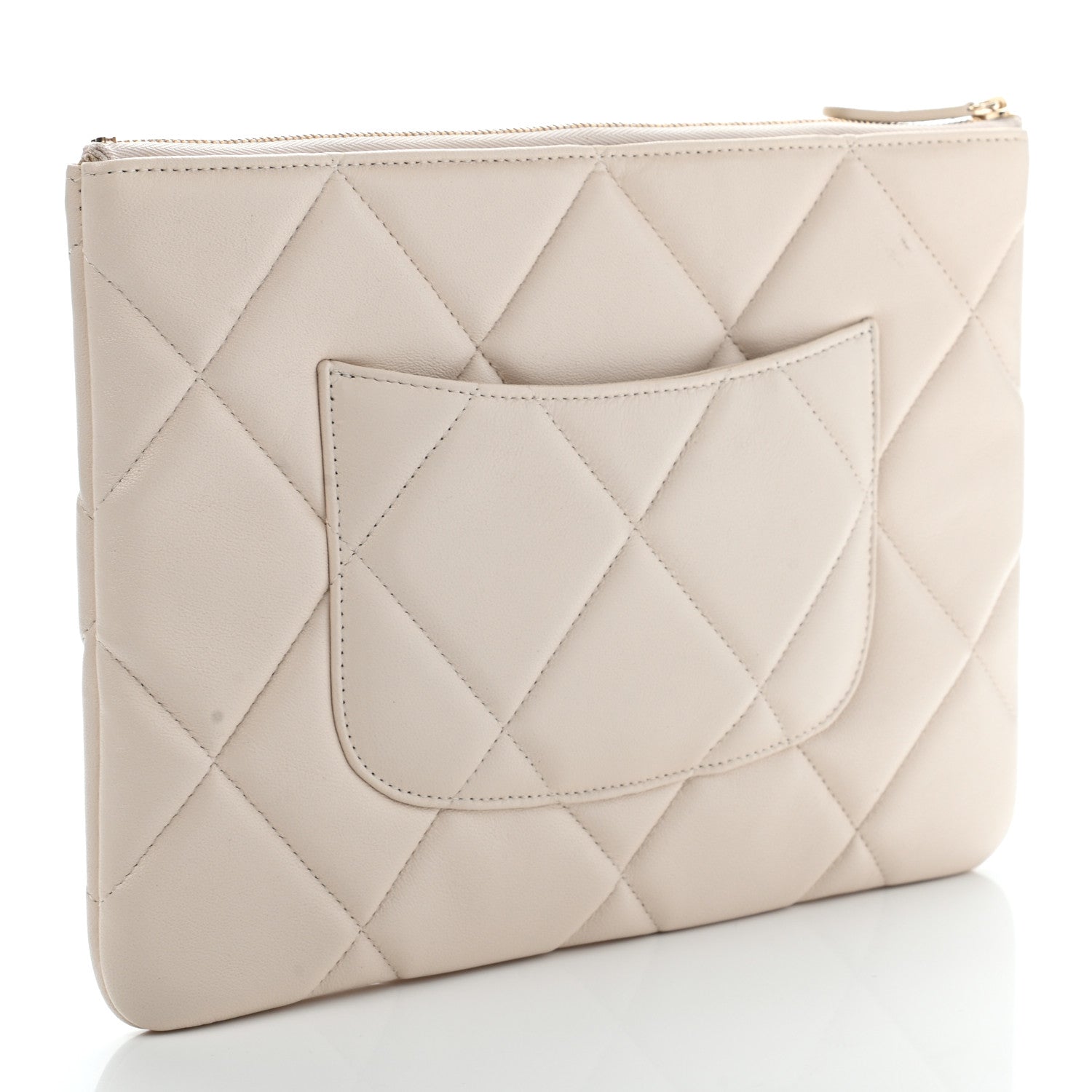 Chanel Lambskin Quilted Large Chanel 19 Cosmetic Case Light Beige 3 of 9
