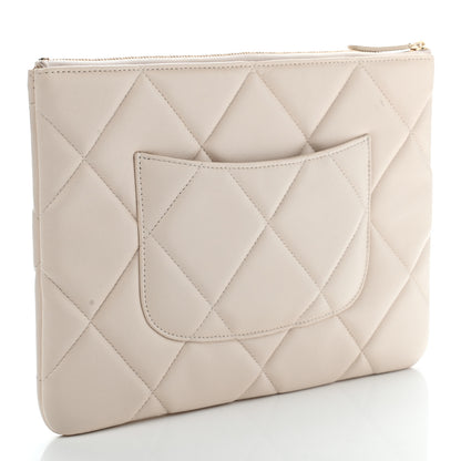 Chanel Lambskin Quilted Large Chanel 19 Cosmetic Case Light Beige 3 of 9