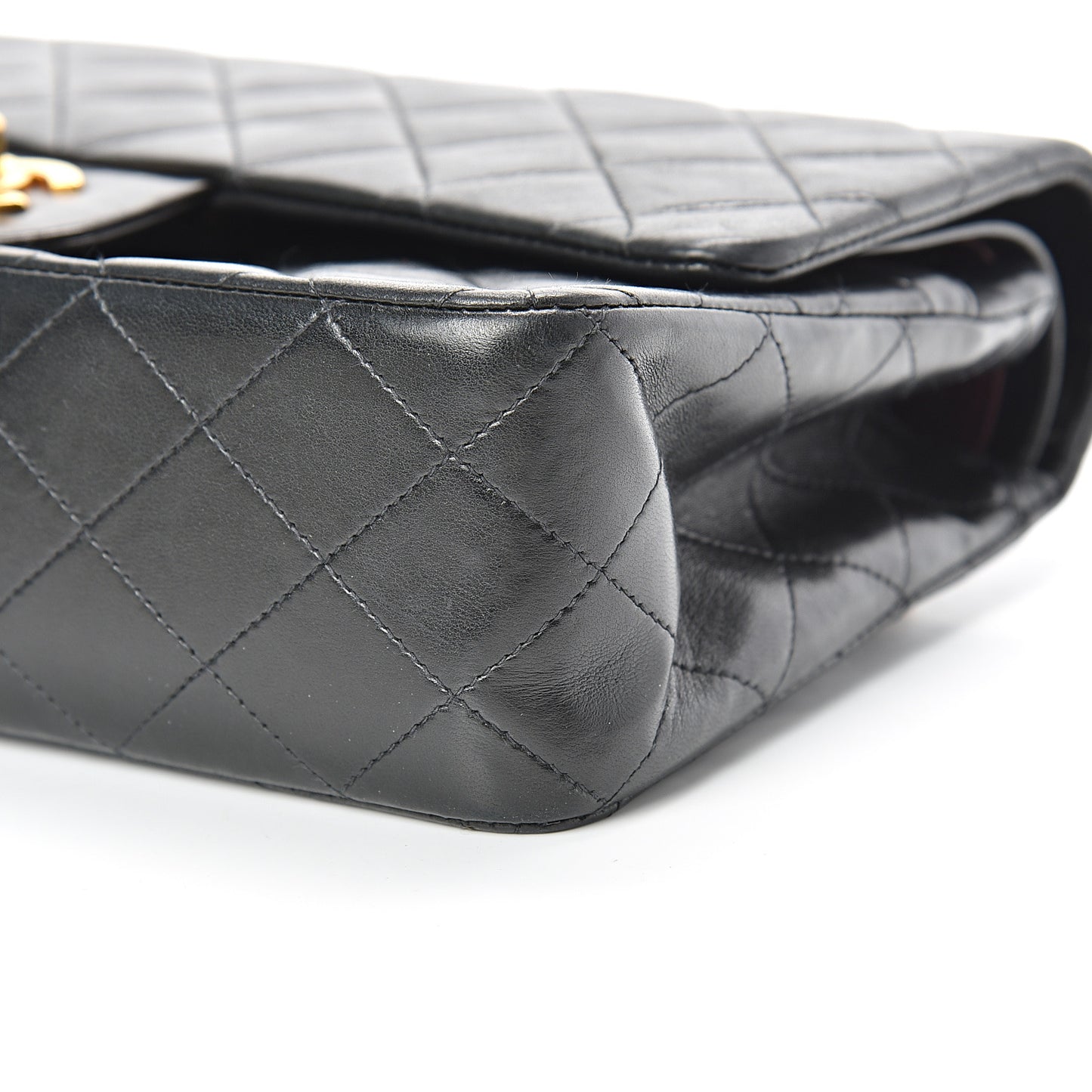 Lambskin Quilted Medium Double Flap Black