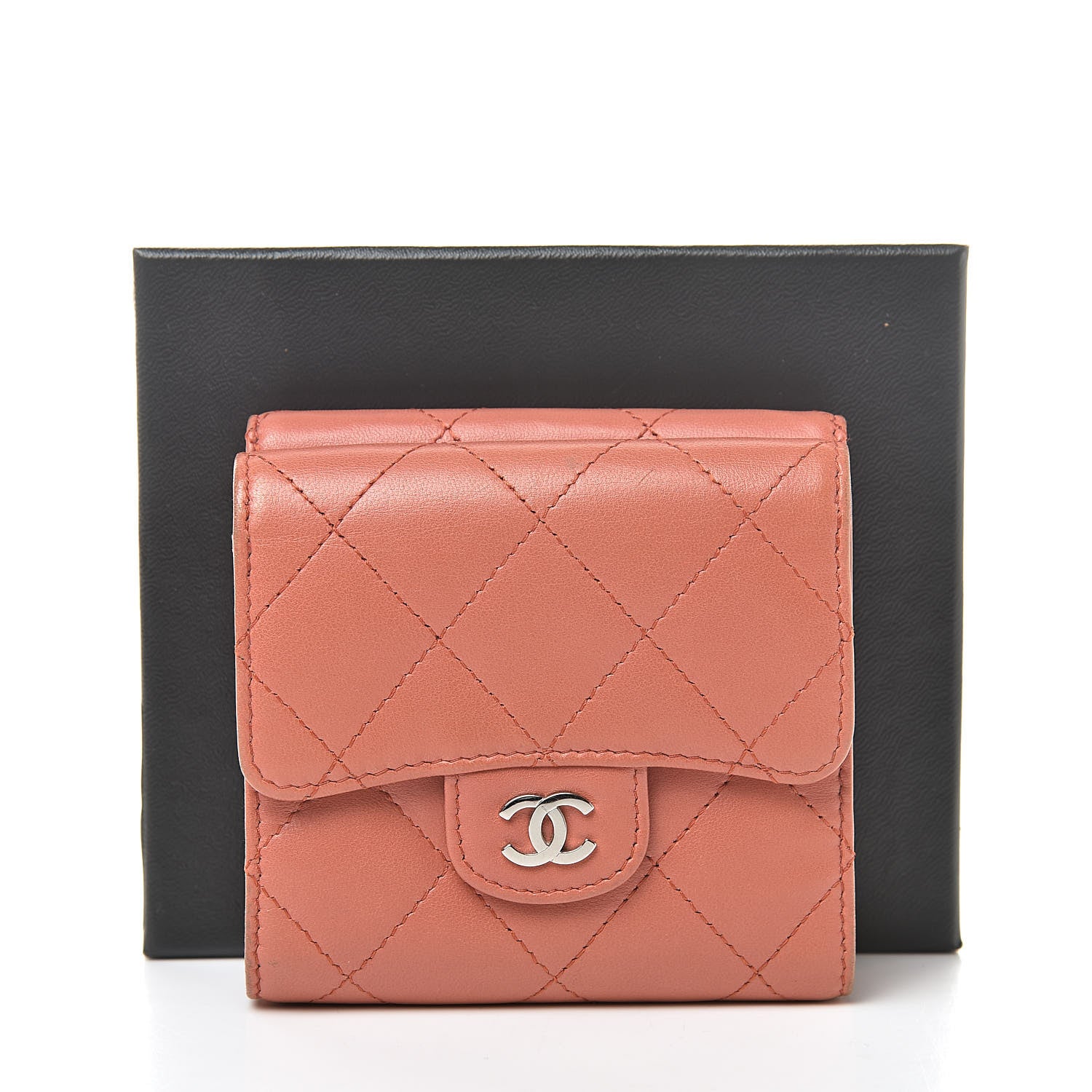 Chanel Lambskin Quilted Compact Flap Wallet Red 15 of 15