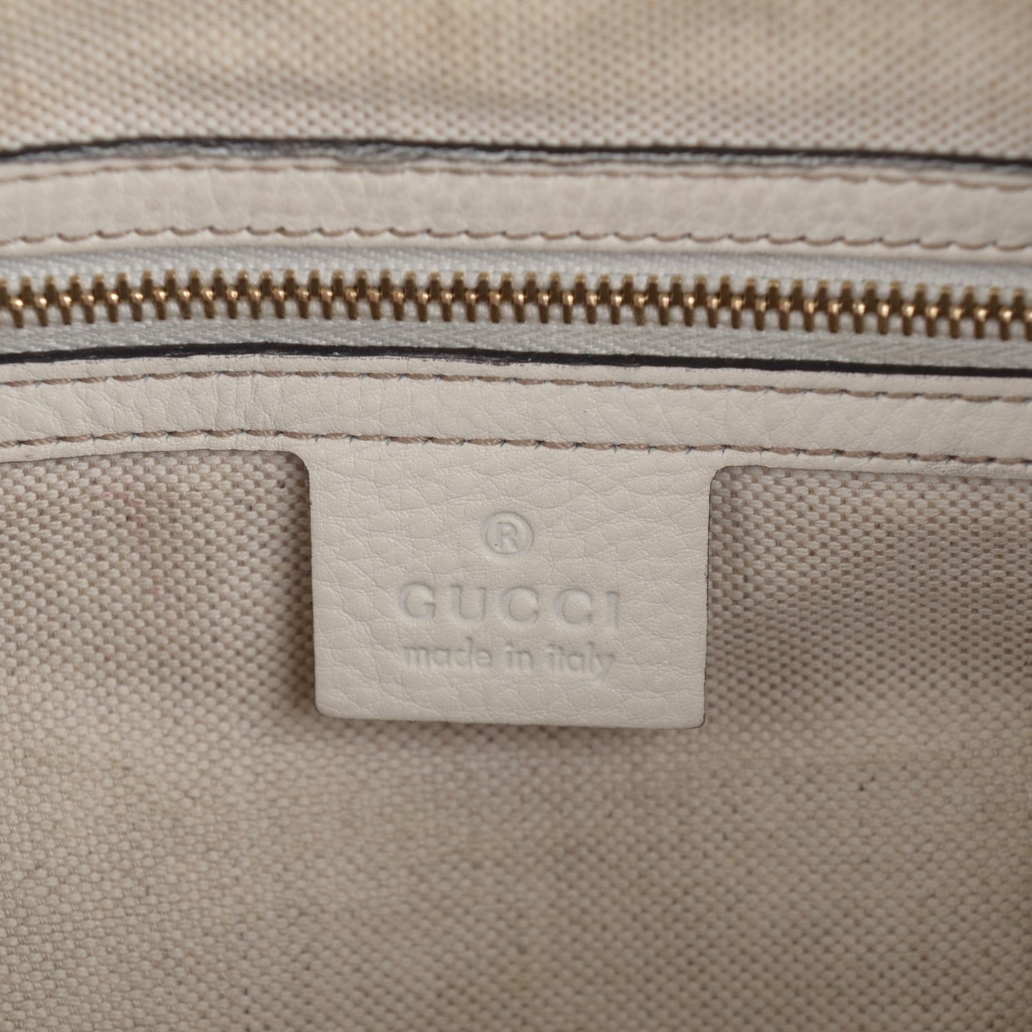 Calfskin Vintage Web Medium Boston Off White