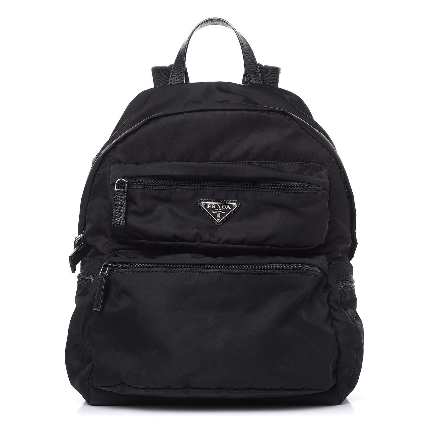 Nylon Montagna Saffiano Day Backpack Black