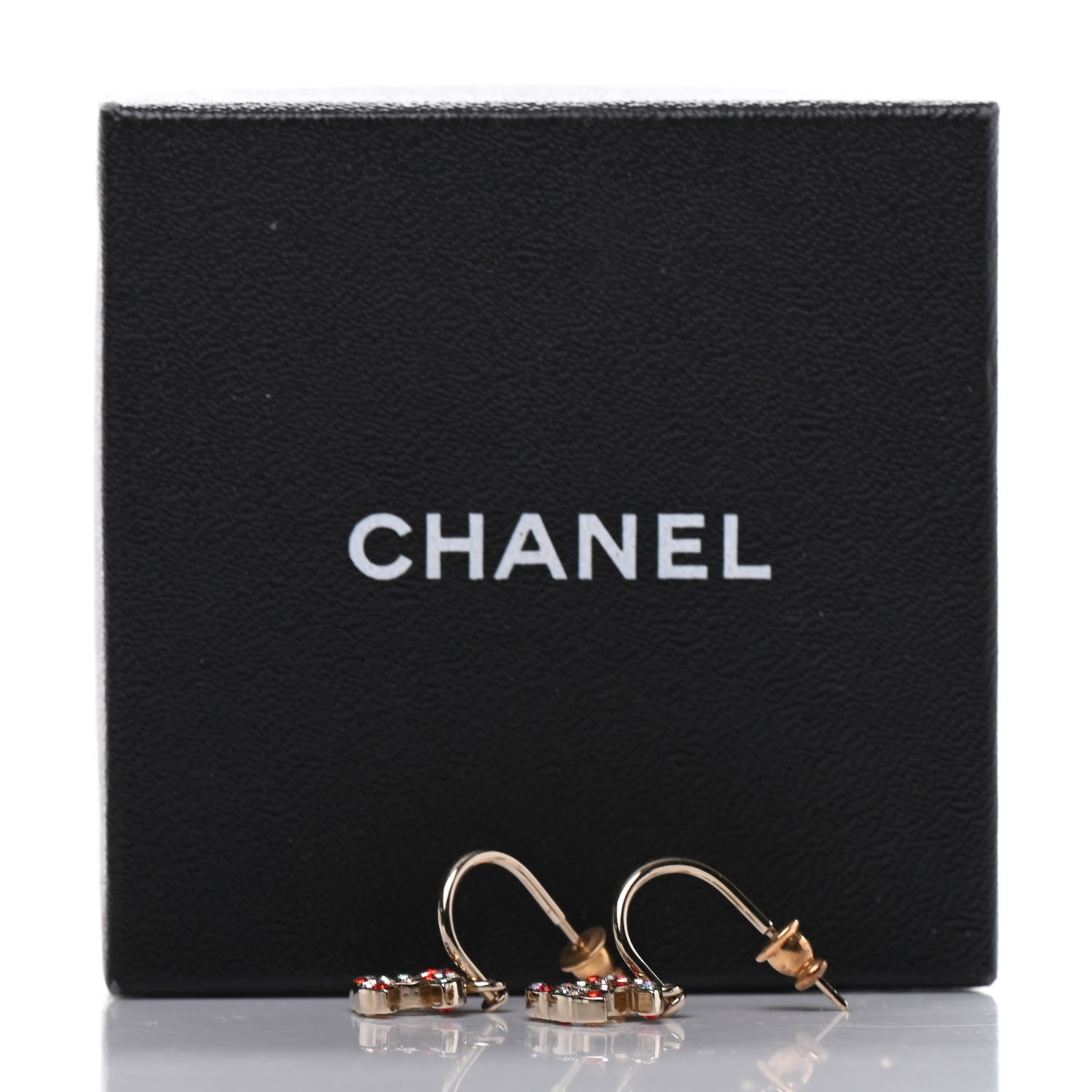 Chanel Crystal CC Drop Earrings Gold Multicolor 4 of 4