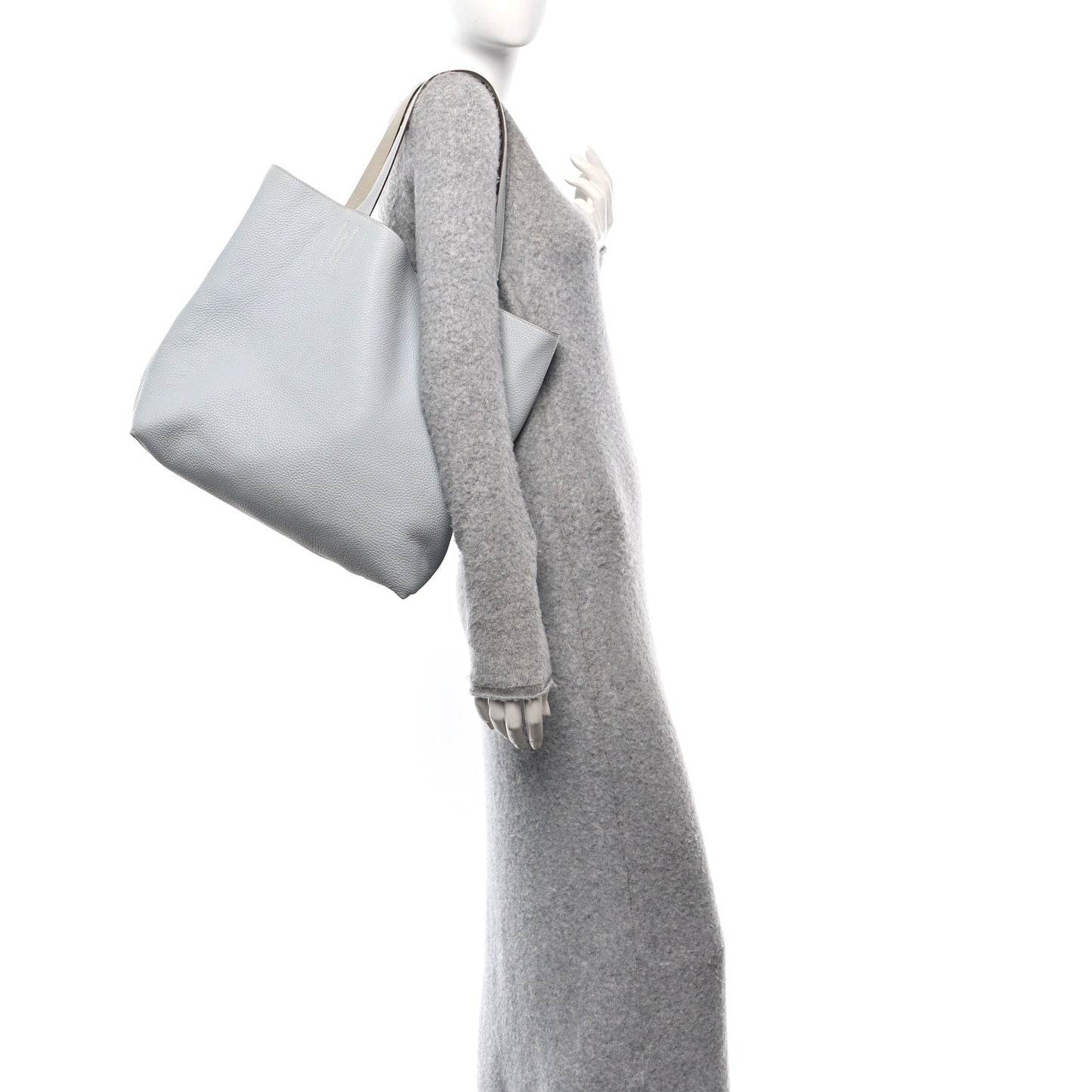Veau Sikkim Taurillon Clemence Double Sens 36 Reversible Tote Bleu Pale Gris Perle