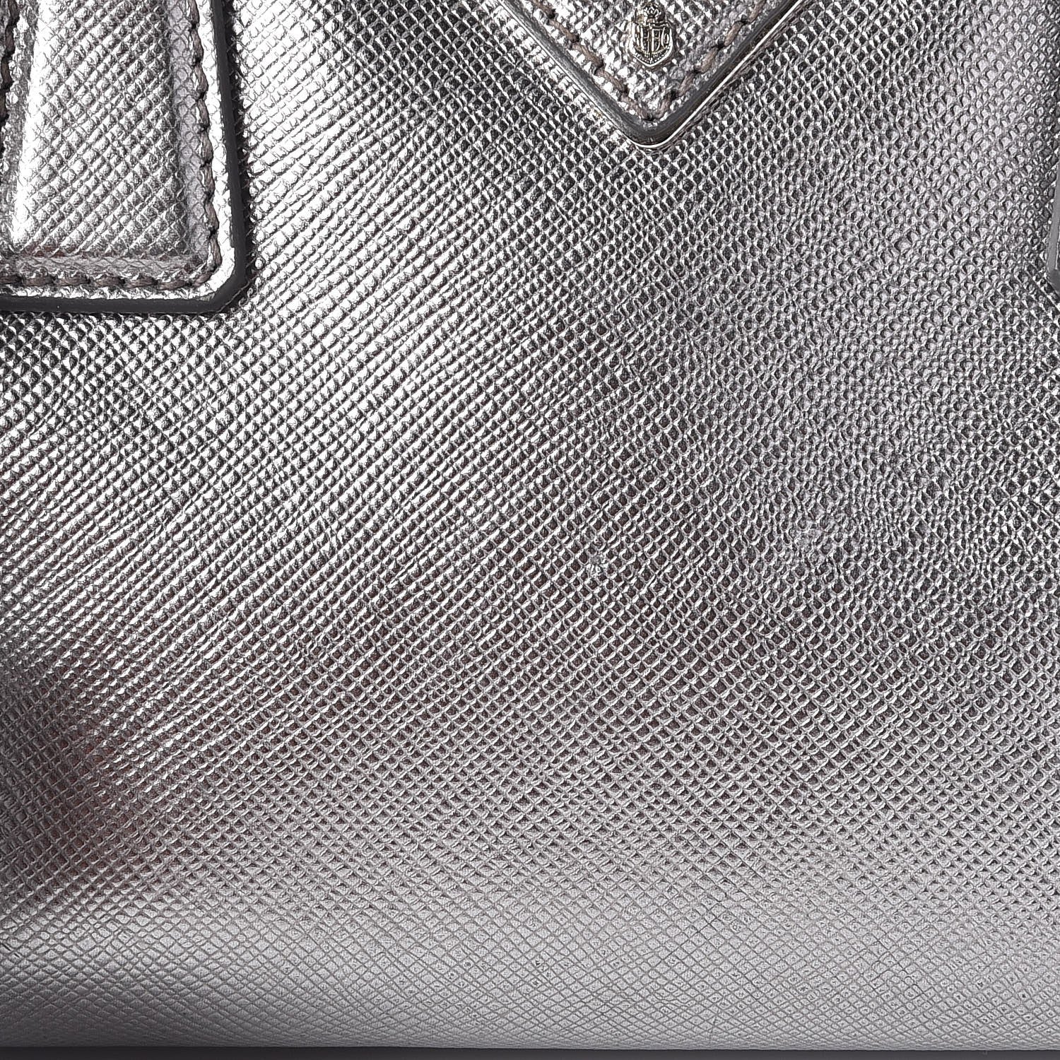 Prada Metallic Saffiano Lux Bowler Silver 11 of 15