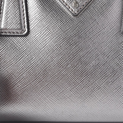 Prada Metallic Saffiano Lux Bowler Silver 11 of 15