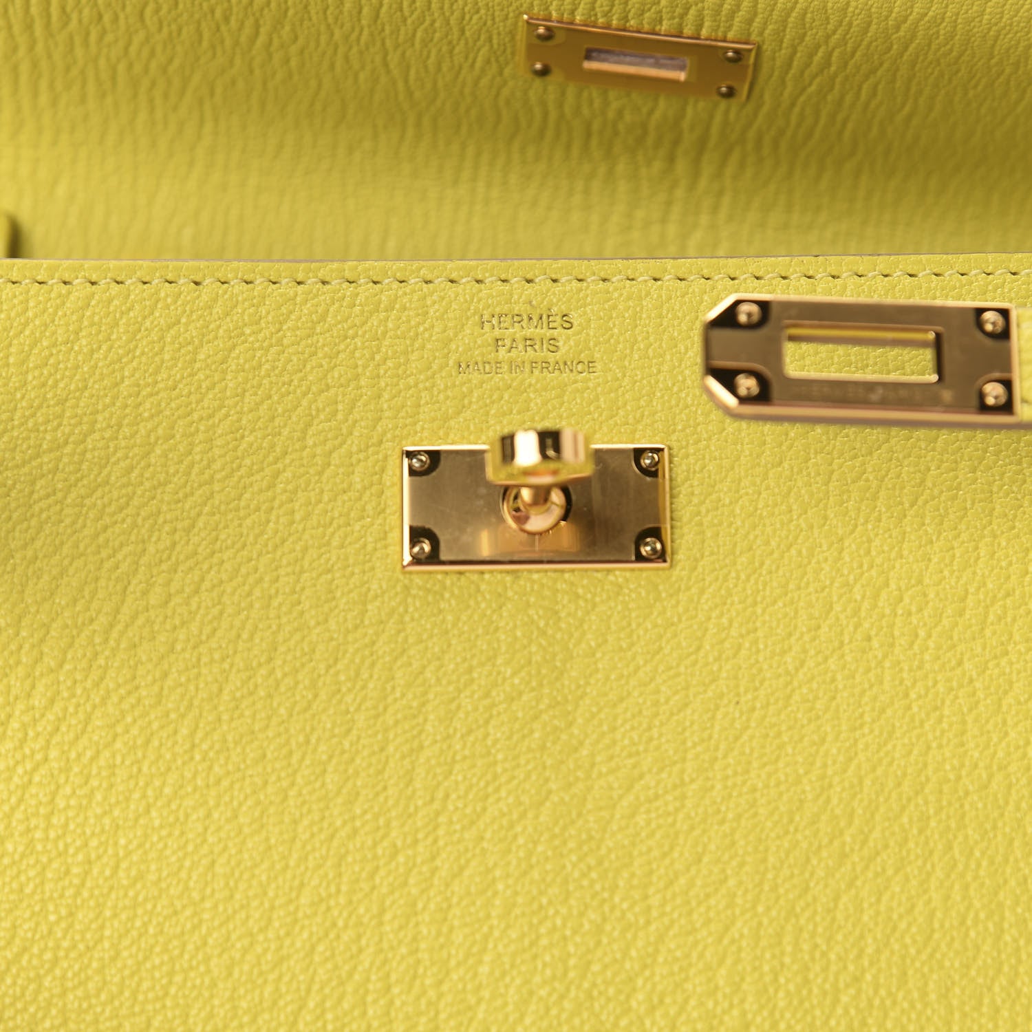 Hermes Chevre Mysore Kelly Wallet To Go Lime 8 of 10