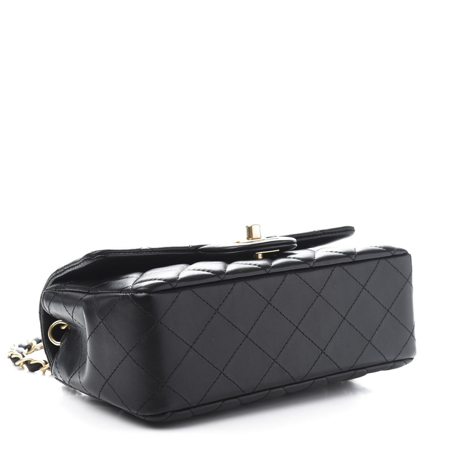 Lambskin Quilted Mini Rectangular Flap Black