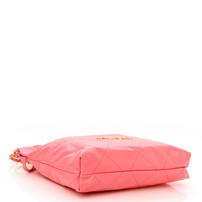 Chanel Shiny Calfskin Quilted Chanel 22 Drawstring Bag Coral Pink 5 of 11